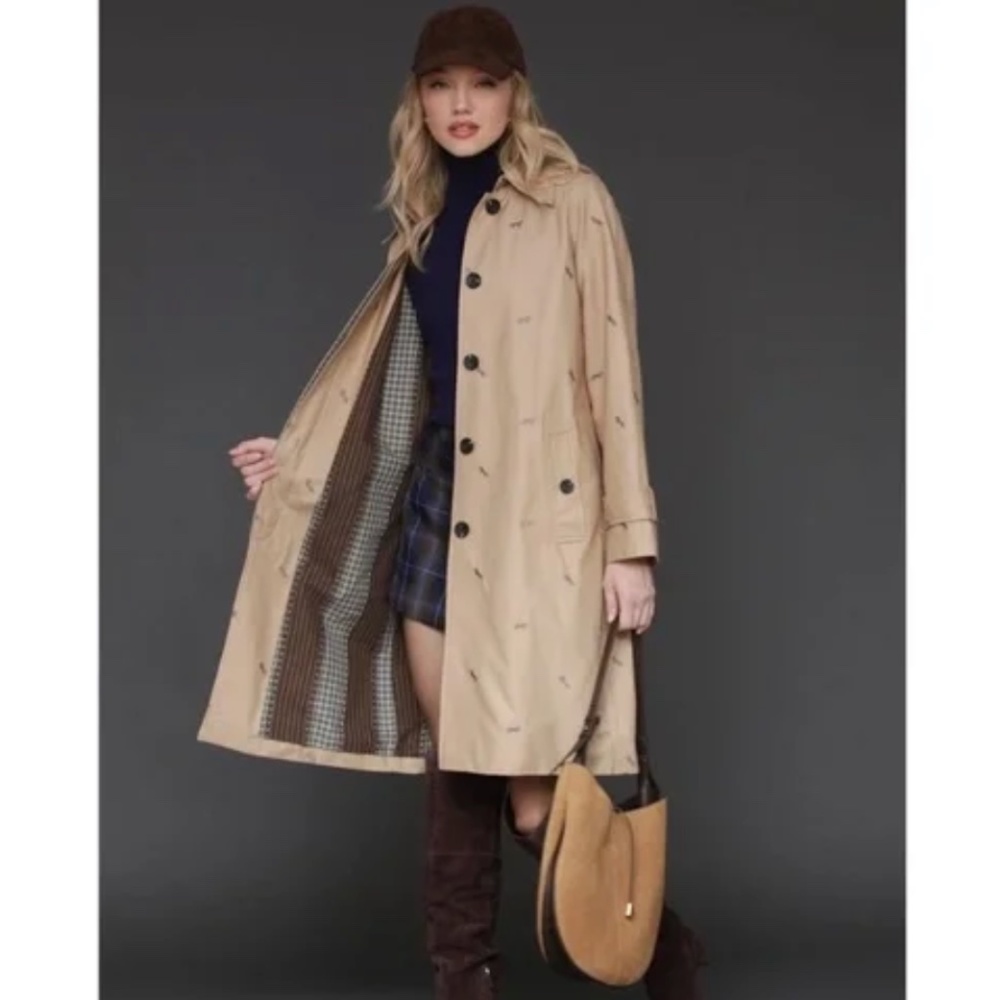 (#27) Avec‎ Les Filles Horse Tan equine embroidered trench coat Jacket